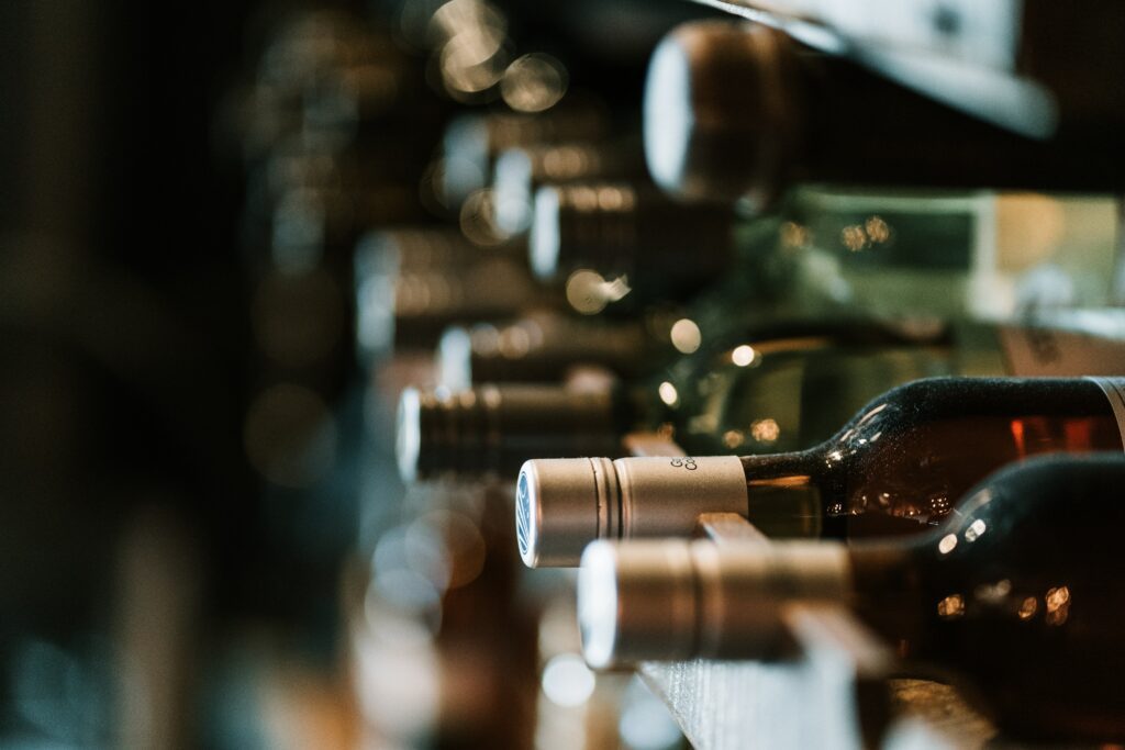 Bottles of wine in a wine bar Amsterdam