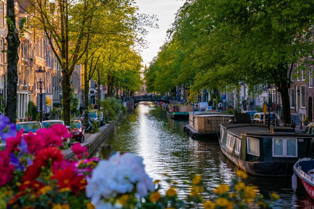 The Amsterdam Canals during summer. 